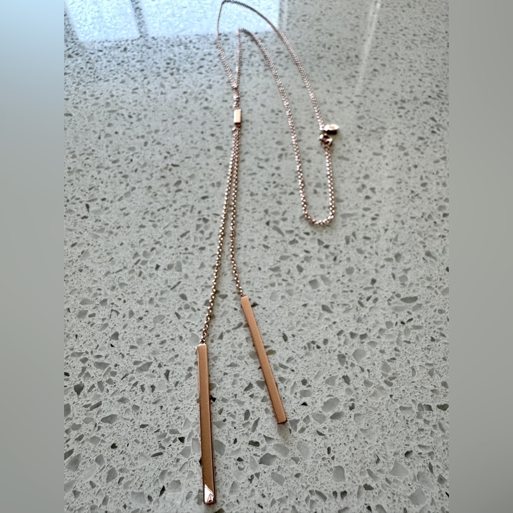 Gorjana Mave long rose gold lariat necklace